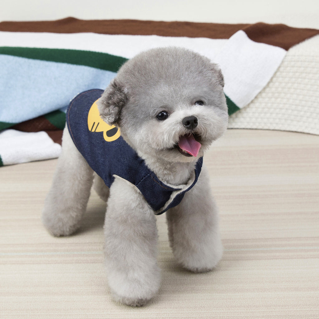 Cozy Denim Dog Vest with Cartoon Print_CWMM12206