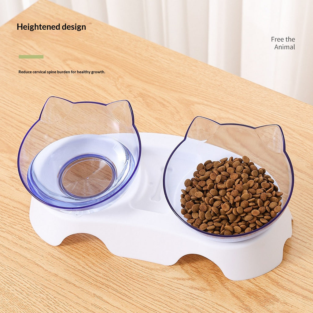 Elevated Plastic Cat and Dog Double Feeding Bowl_CWMM13011