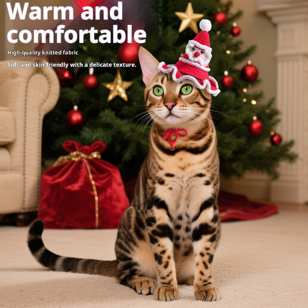 Christmas Pet Hat – Santa & Tree Hat for Cats Dogs_CWMM11356