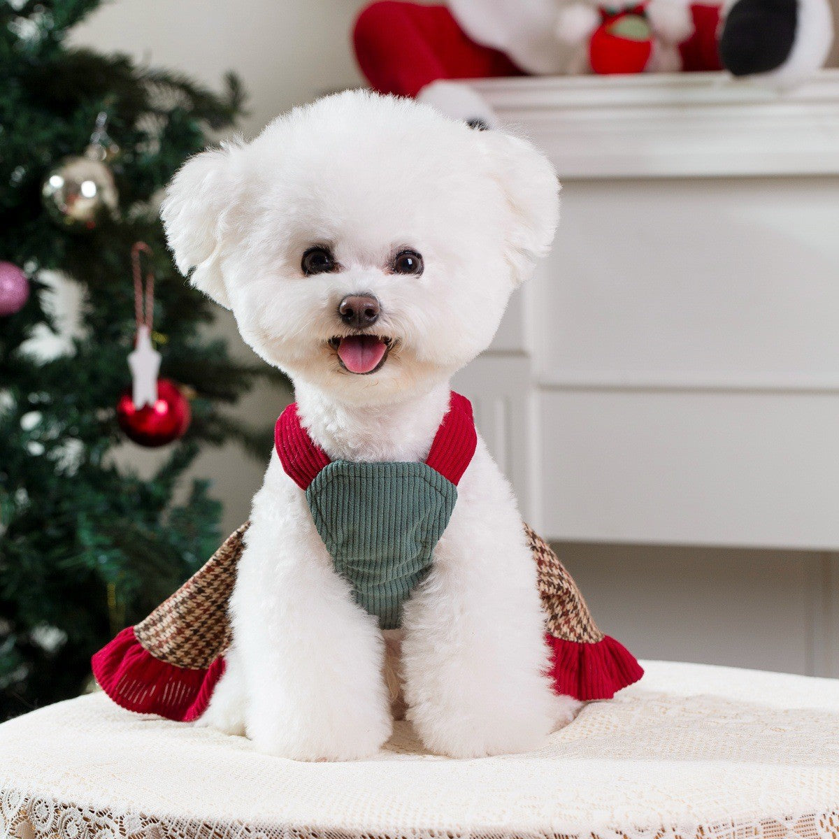 Cute Plaid Pet Dress Strap Reindeer Accent_CWMM13248