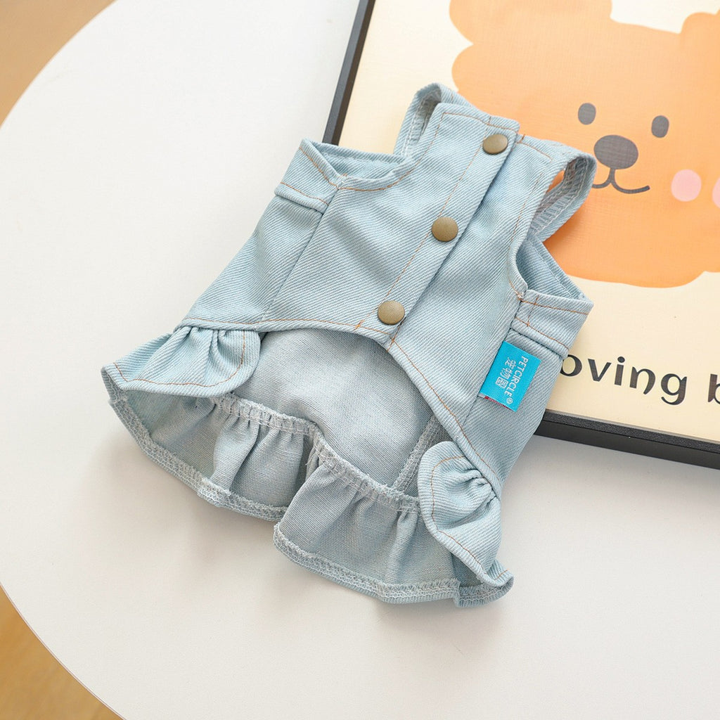 Pet Cozy Denim Dress Cute Heart Skirt_CWMM13012
