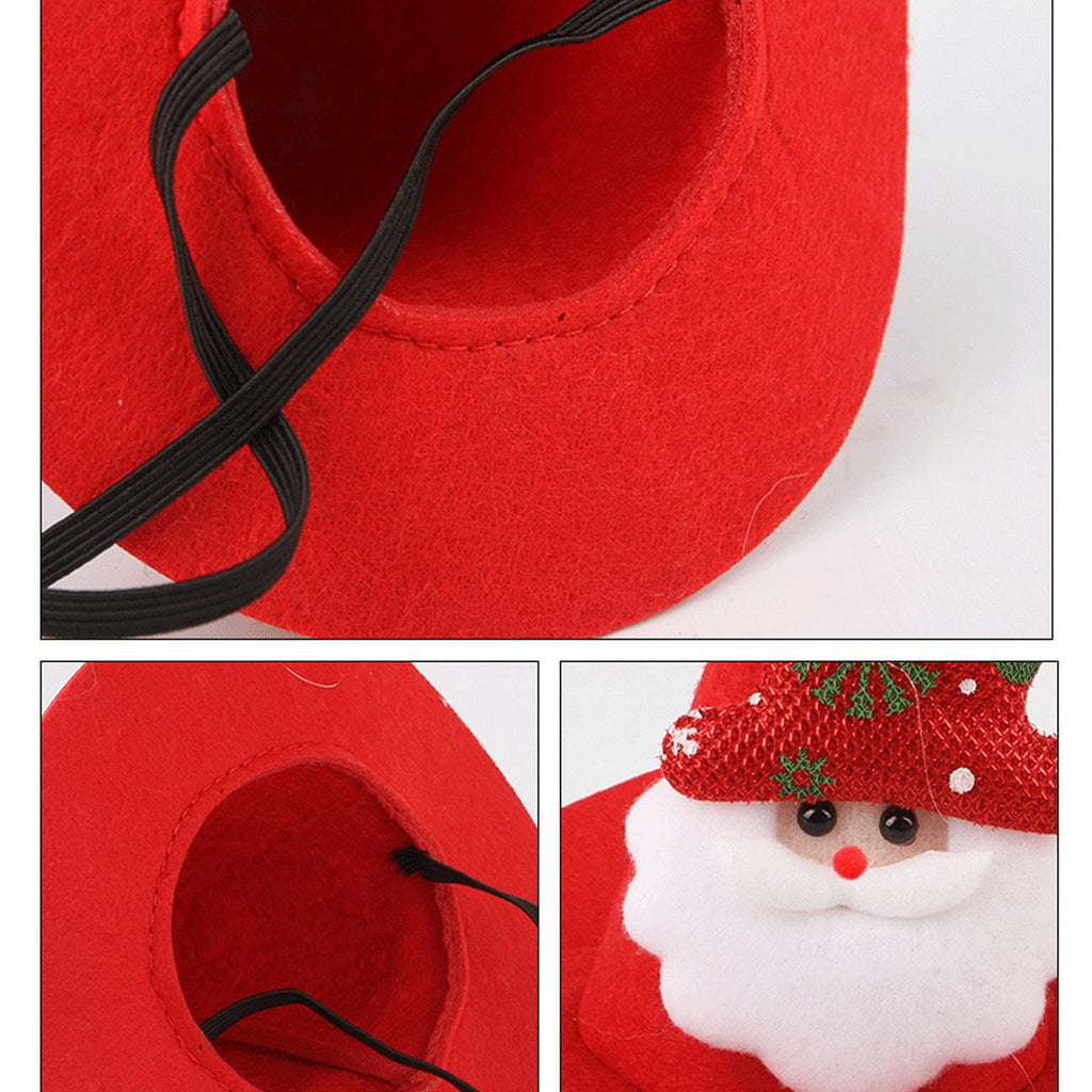 Christmas Costume Hat for Pets – Funny Plush Santa Pointed Cap_CWMM11335