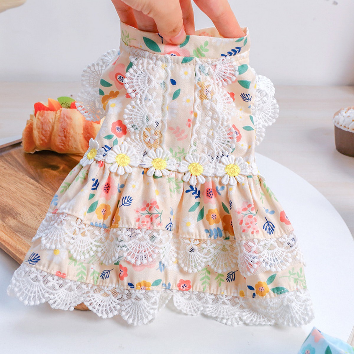 Small Pet Maid Style Floral Lace Dress_CWMM13117