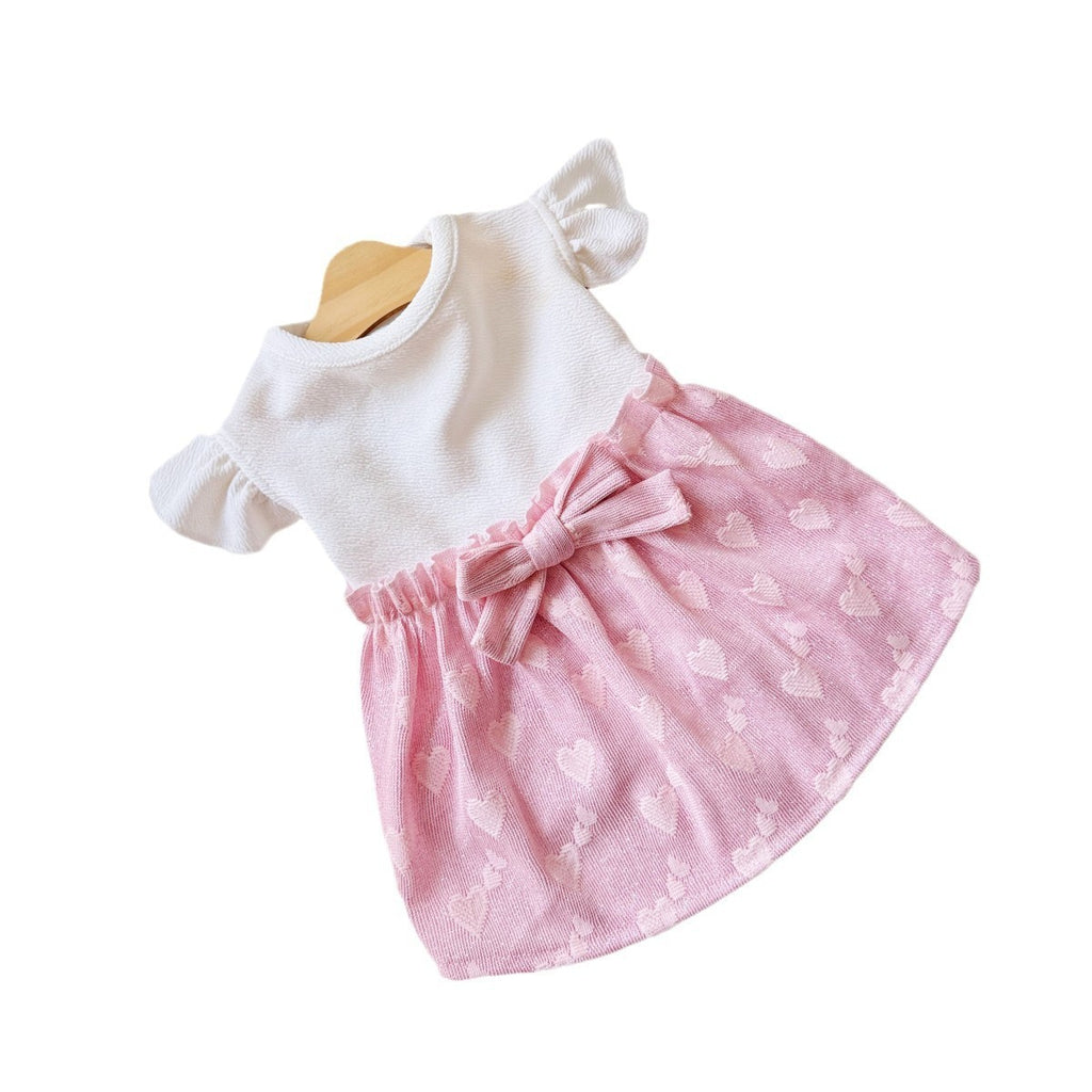 Cute Pet Dress Pink Puff Sleeve Bow_CWMM13250