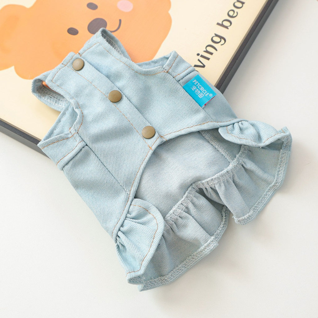 Pet Cozy Denim Dress Cute Heart Skirt_CWMM13012