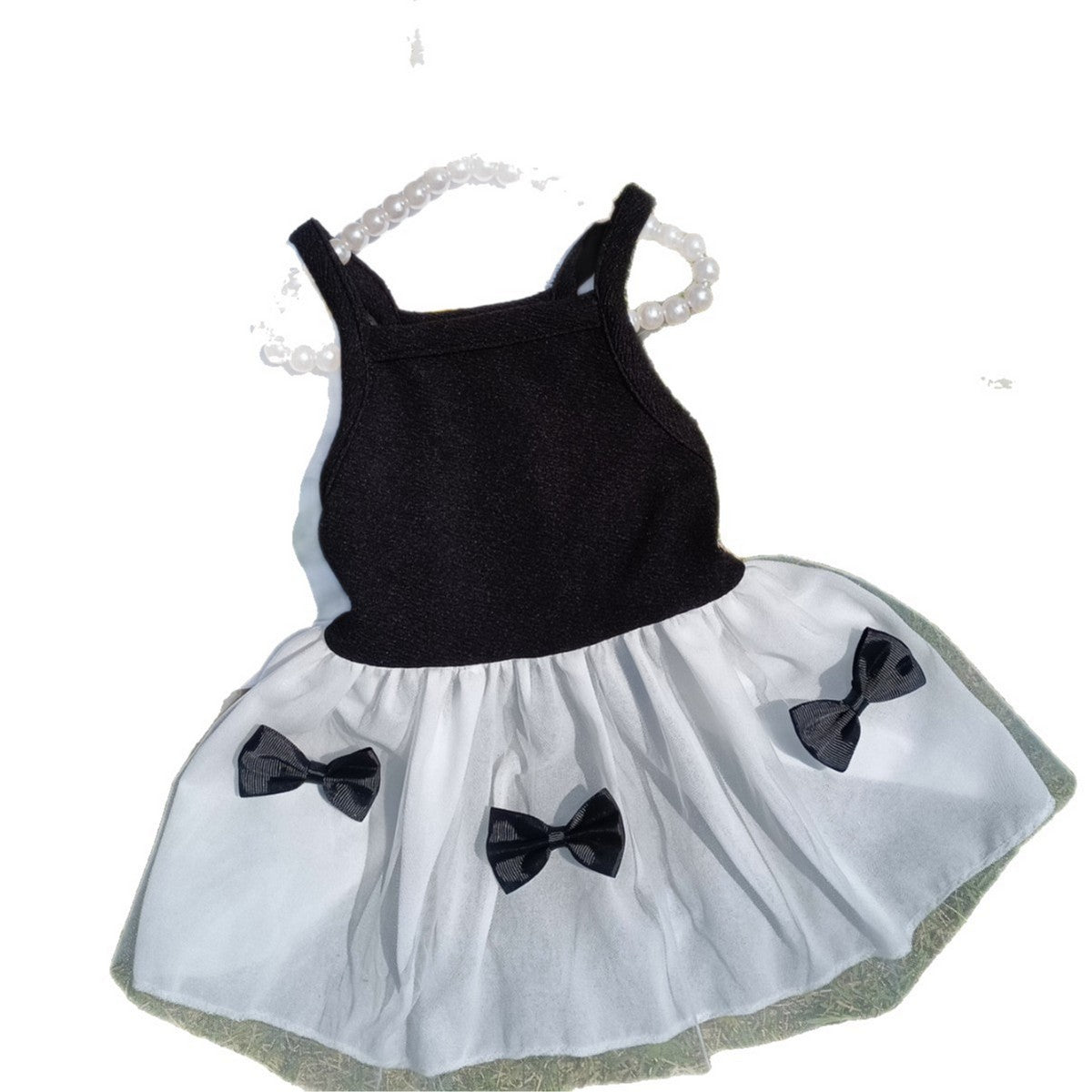 Cute Pet Dress Tulle Strap Bow Design_CWMM13249