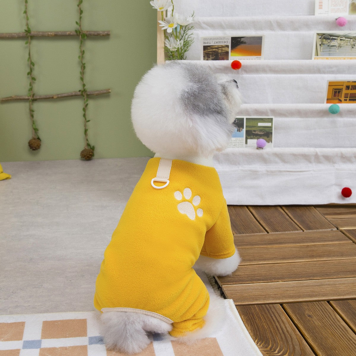 Teddy Bichon Dog Paw Fleece Jumpsuit_CWMM12228