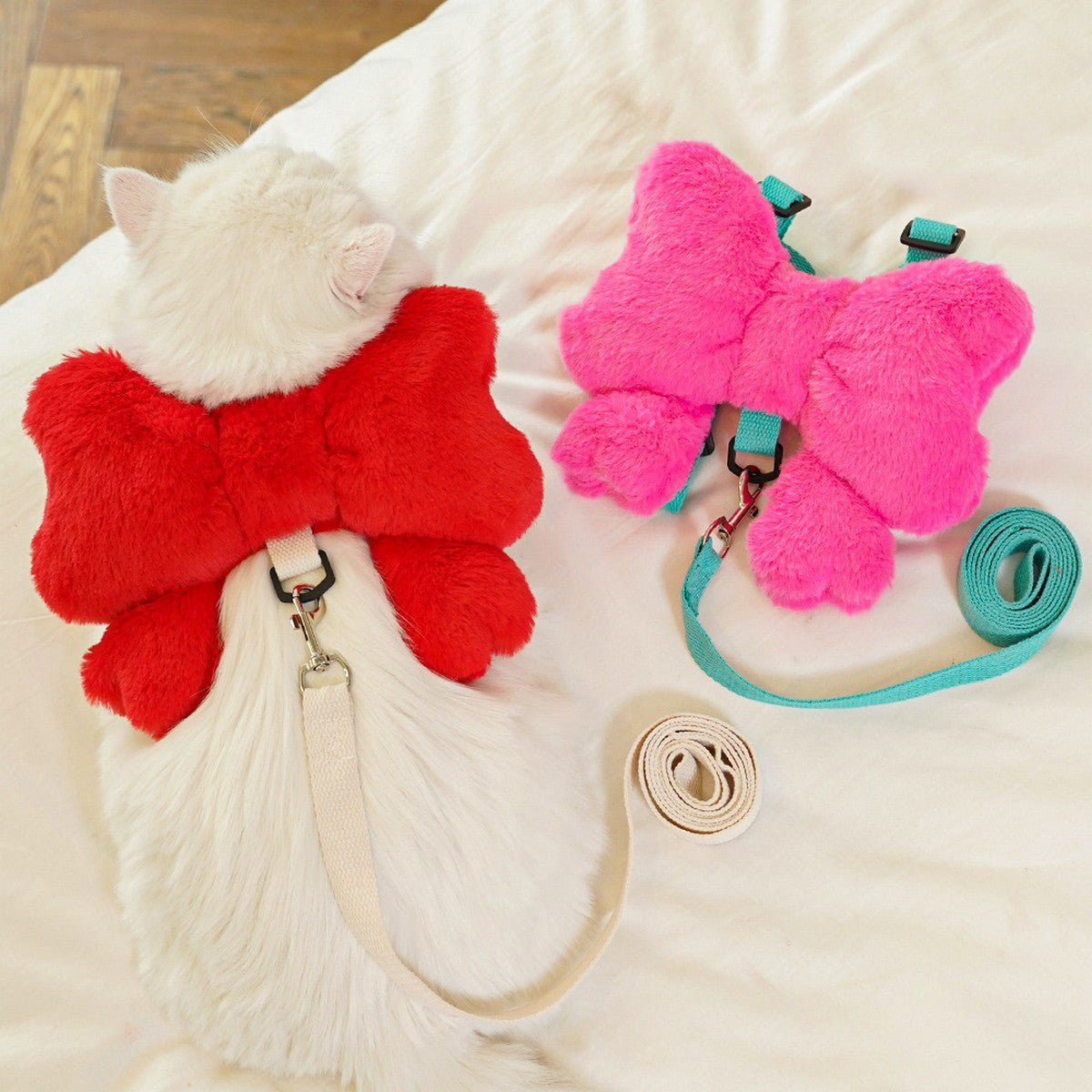 Pet Harness Leash – Bow Design Dog Cat Set_CWMM11297