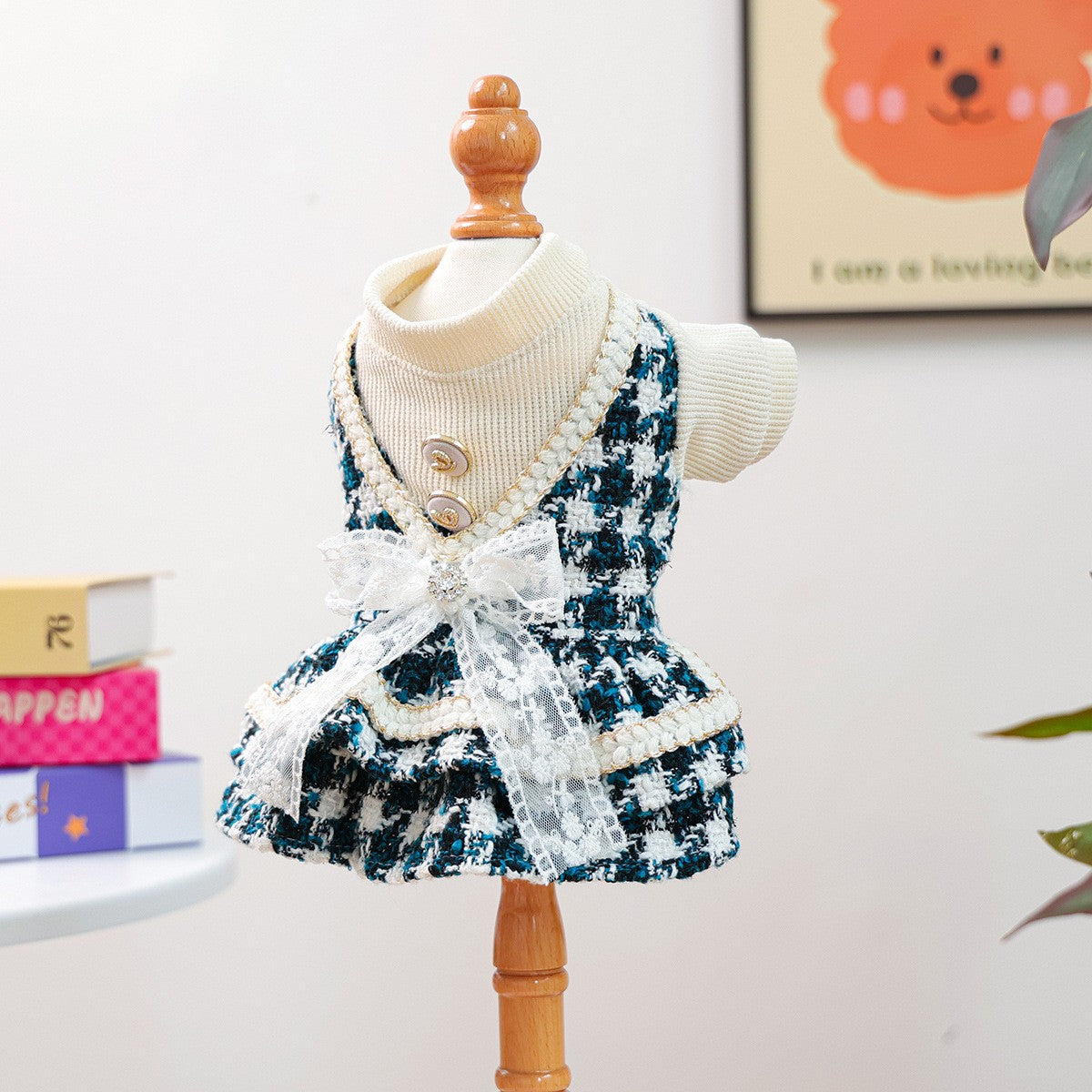 Dog Cat Elegant Blue Dress Royal Skirt_CWMM13039