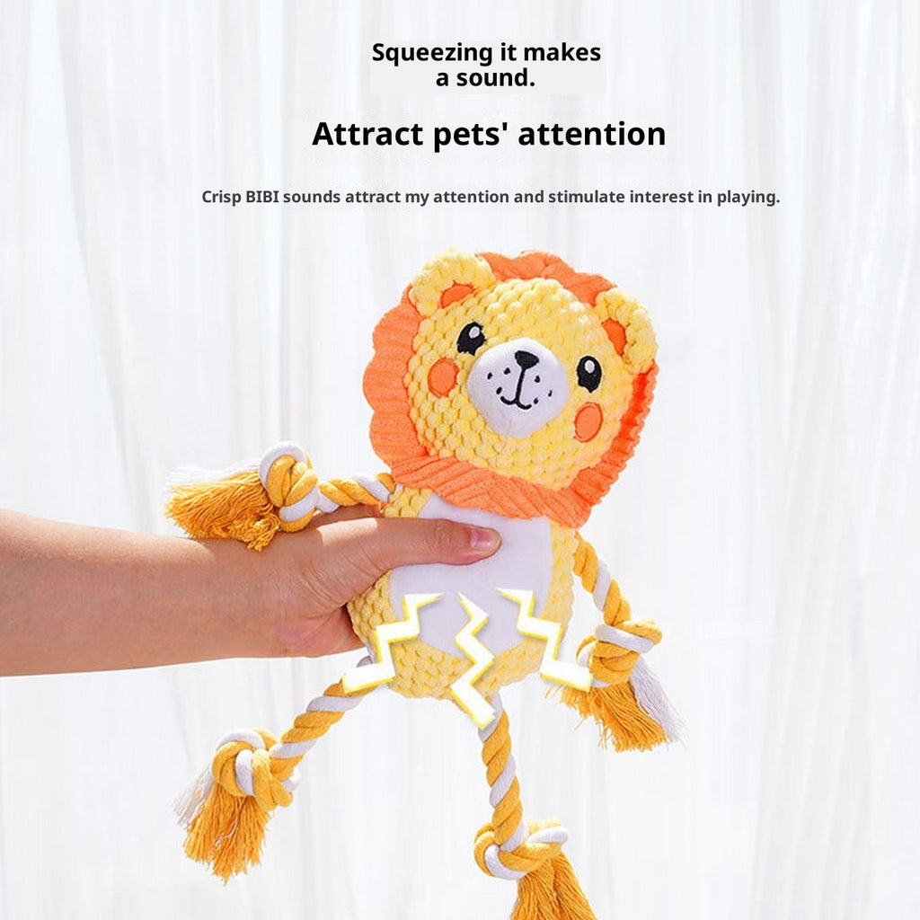 Funny Lion Plush Toy – Dog Cat Squeaky Toy_CWMM11173