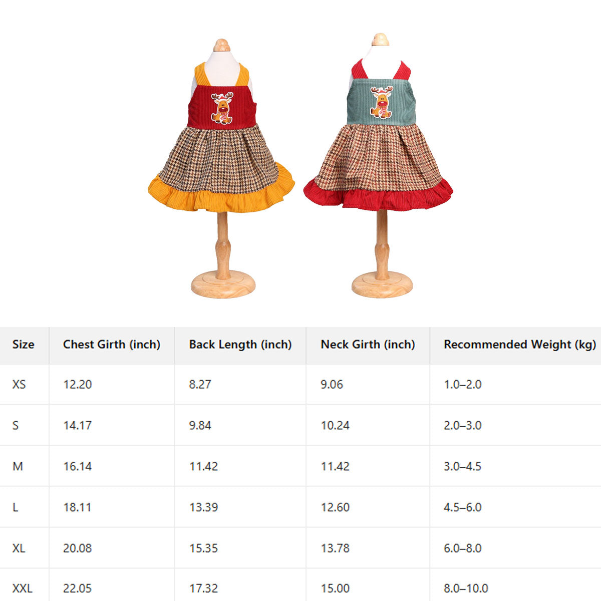 Cute Plaid Pet Dress Strap Reindeer Accent_CWMM13248