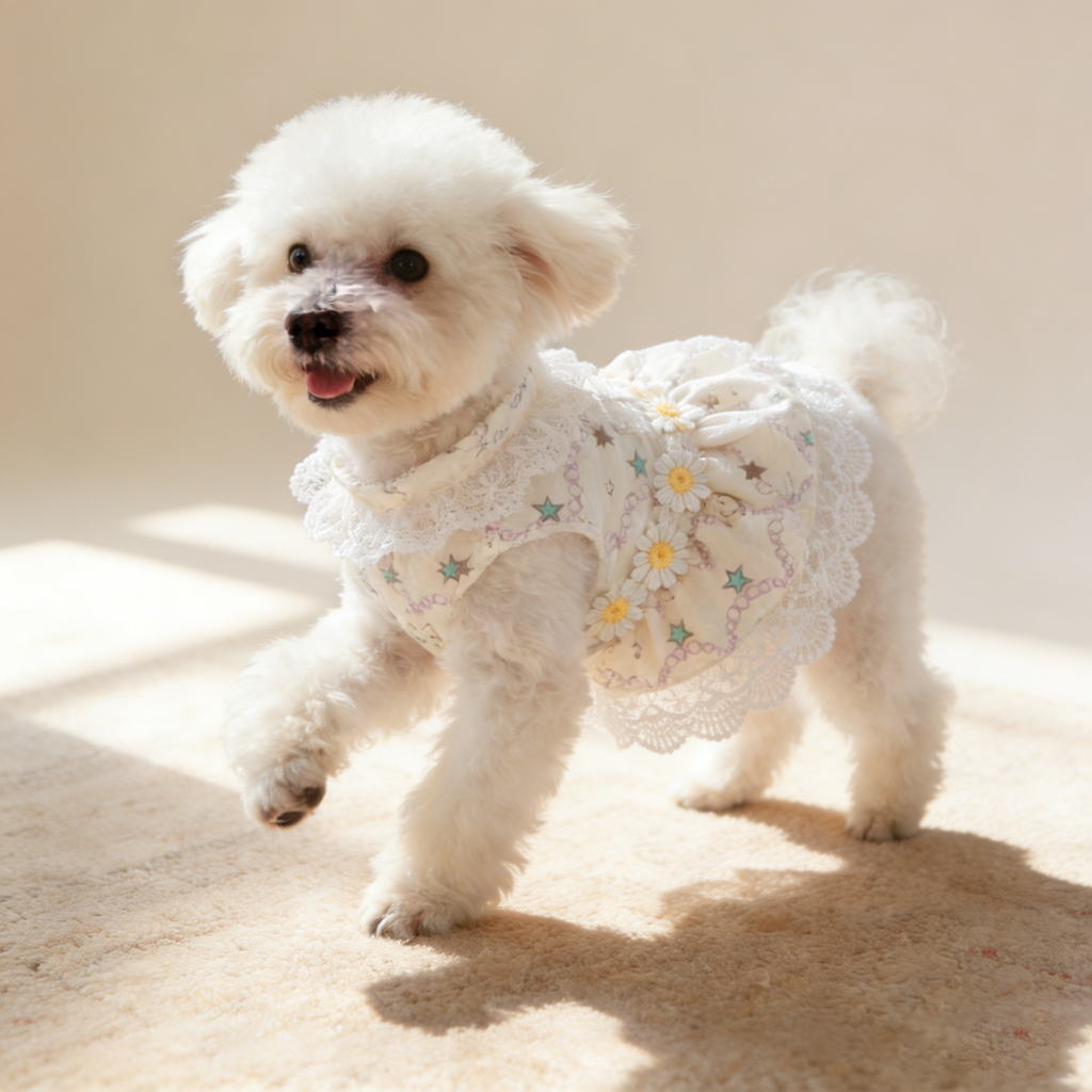 Small Pet Maid Style Floral Lace Dress_CWMM13118