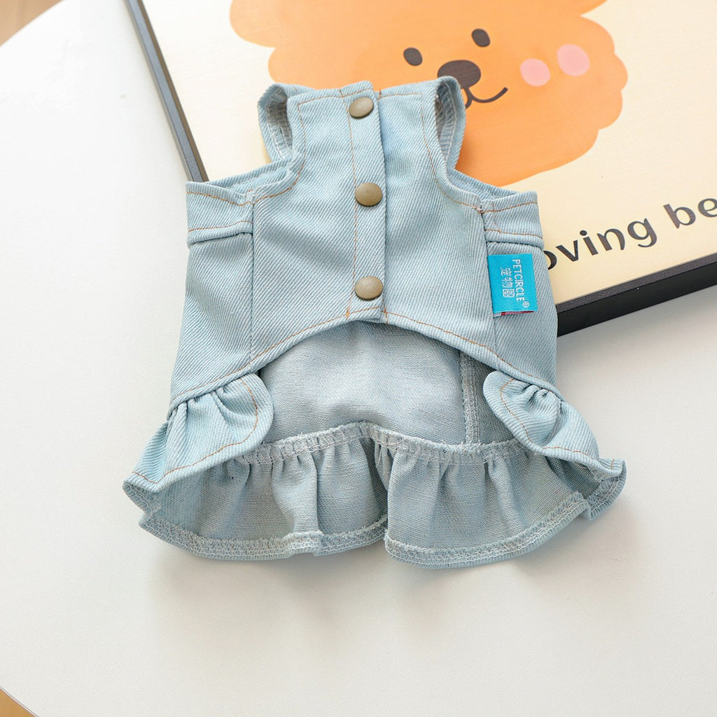 Pet Cozy Denim Dress Cute Heart Skirt_CWMM13012