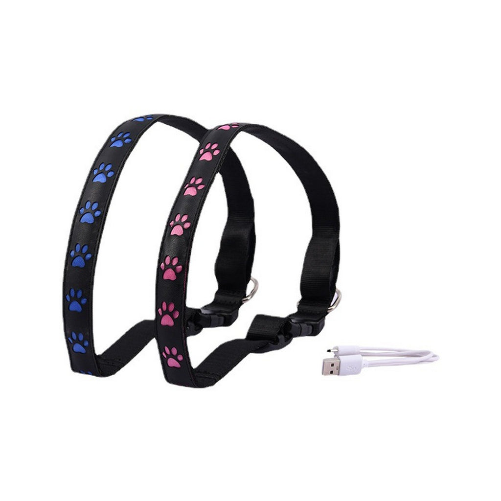 LED Paw Dog Collar USB Rechargeable Safety_CWMM11454