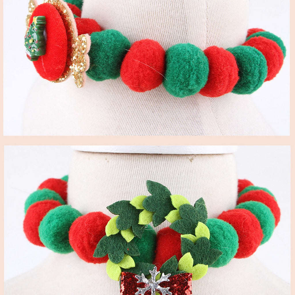 Christmas Pet Collar – Furry Ball Bowknot Necklace_CWMM11332
