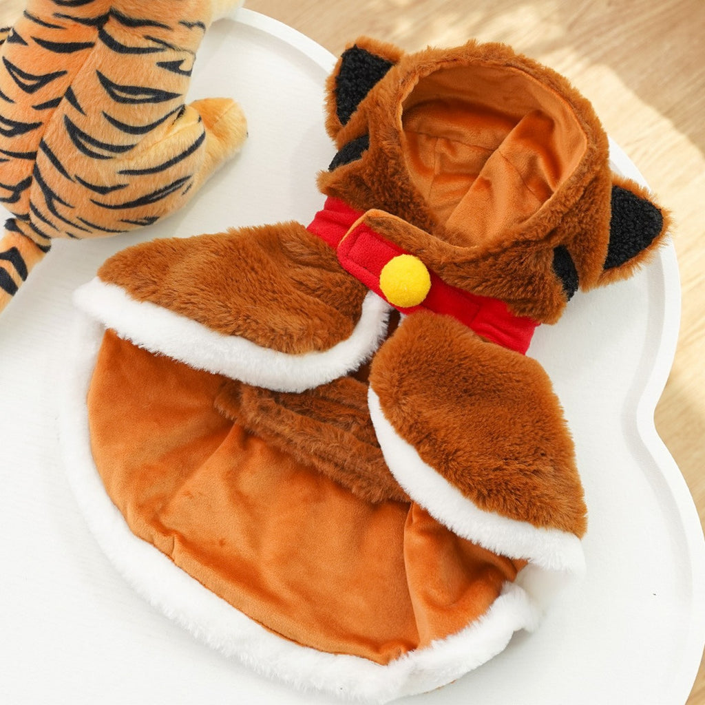 Tiger Plush Pet Cape – Warm Winter Cloak_CWMM11164
