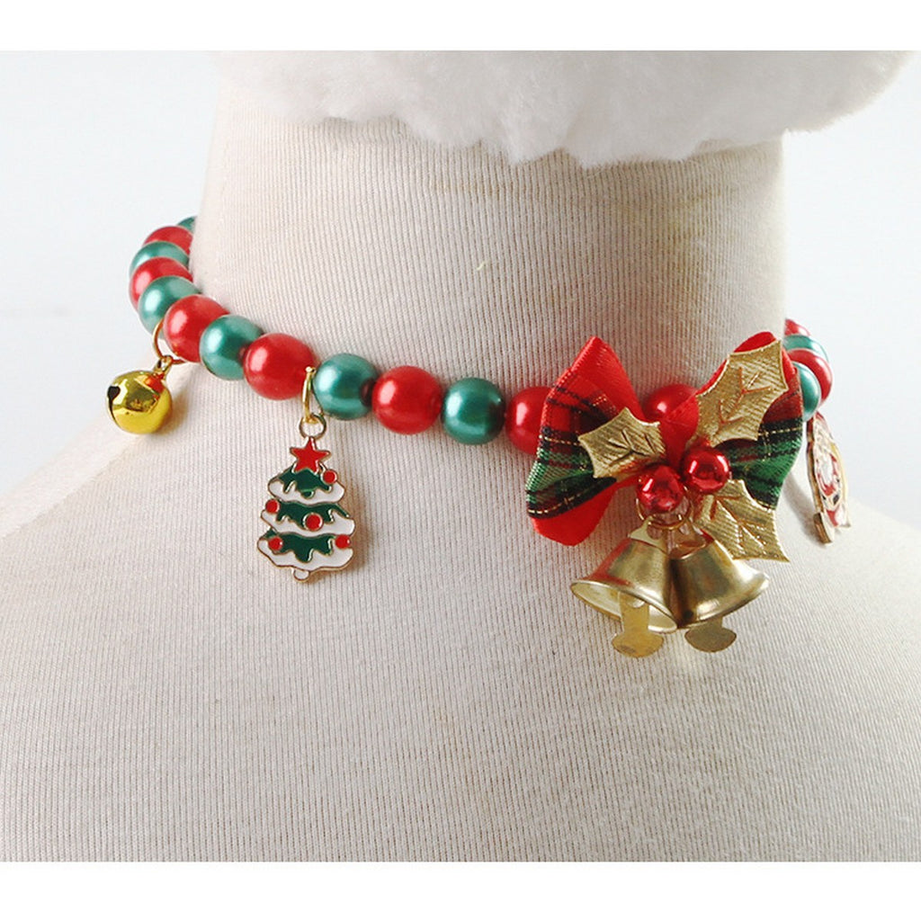 Christmas Pet Necklace – Santa Bell Collar for Dogs Cats_CWMM11333