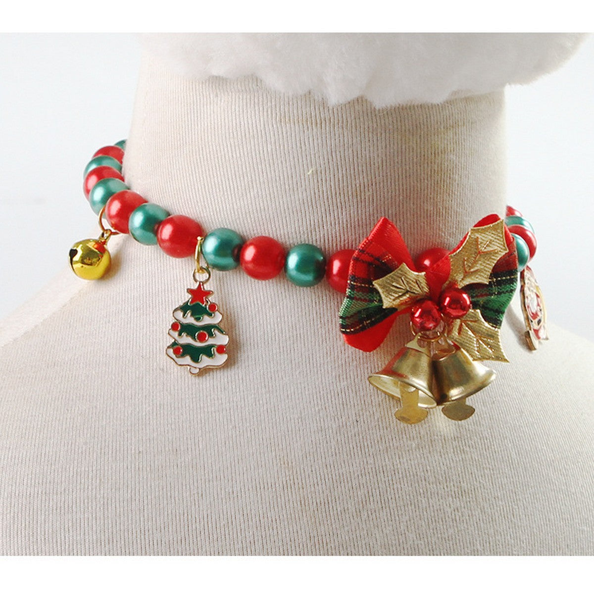 Christmas Pet Necklace – Santa Bell Collar for Dogs Cats_CWMM11333