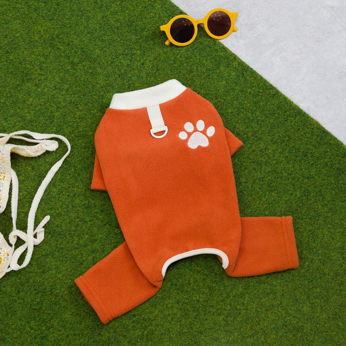 Teddy Bichon Dog Paw Fleece Jumpsuit_CWMM12228