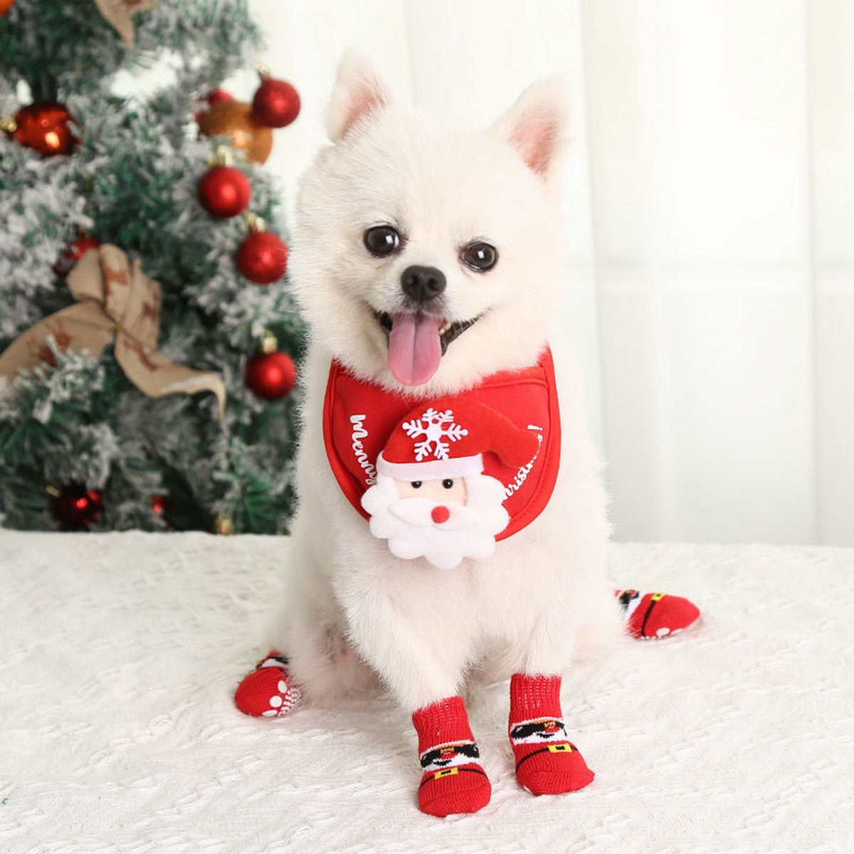 Christmas Pet Shoes – Warm Dog Cat Socks Set_CWMM11274