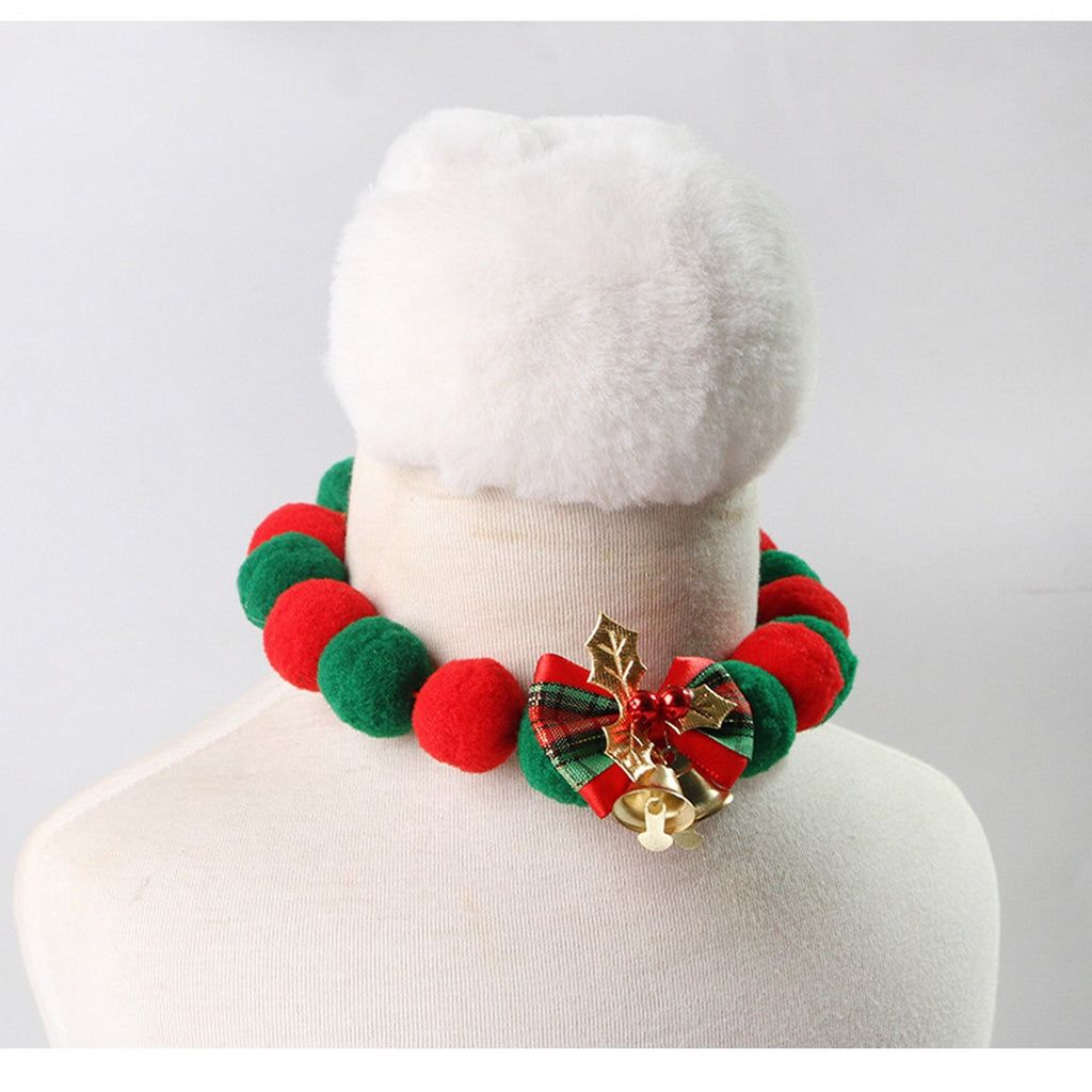 Christmas Pet Collar – Felt Ball Necklace for Cats Dogs_CWMM11337
