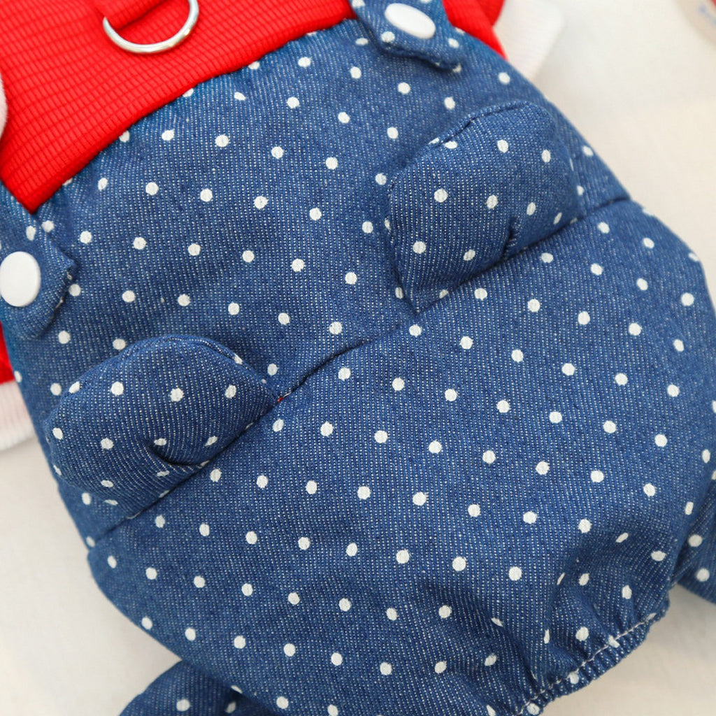 Denim Pet Jumpsuit – Dog Cat Dot Harness Outfit_CWMM11306