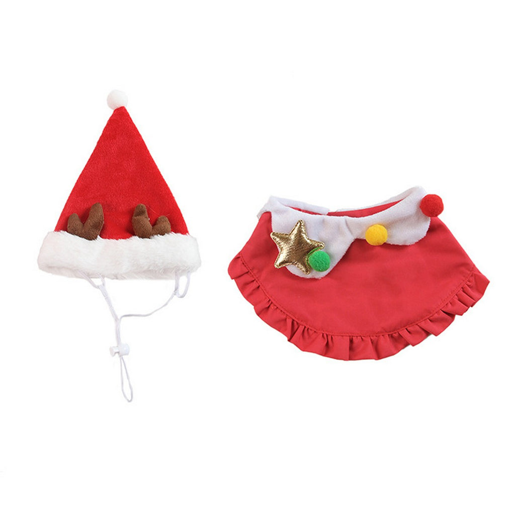 Holiday Pet Outfit – Reindeer Hat and Bib Scarf Set_CWMM11345