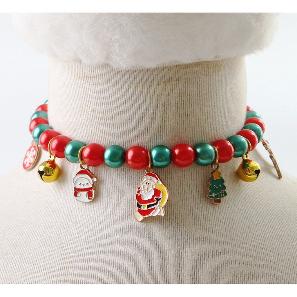 Christmas Pet Necklace – Santa Bell Collar for Dogs Cats_CWMM11333