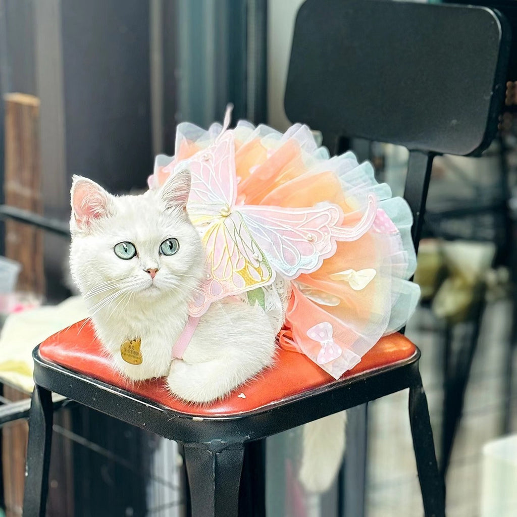 Fluffy Pet Dress with Bow – Princess Style_CWMM11080