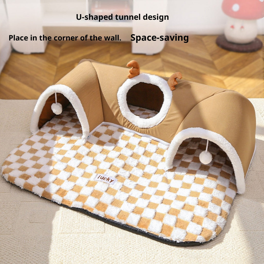 Cat Tunnel Bed – Hide and Sleep Pet Nest_CWMM11292