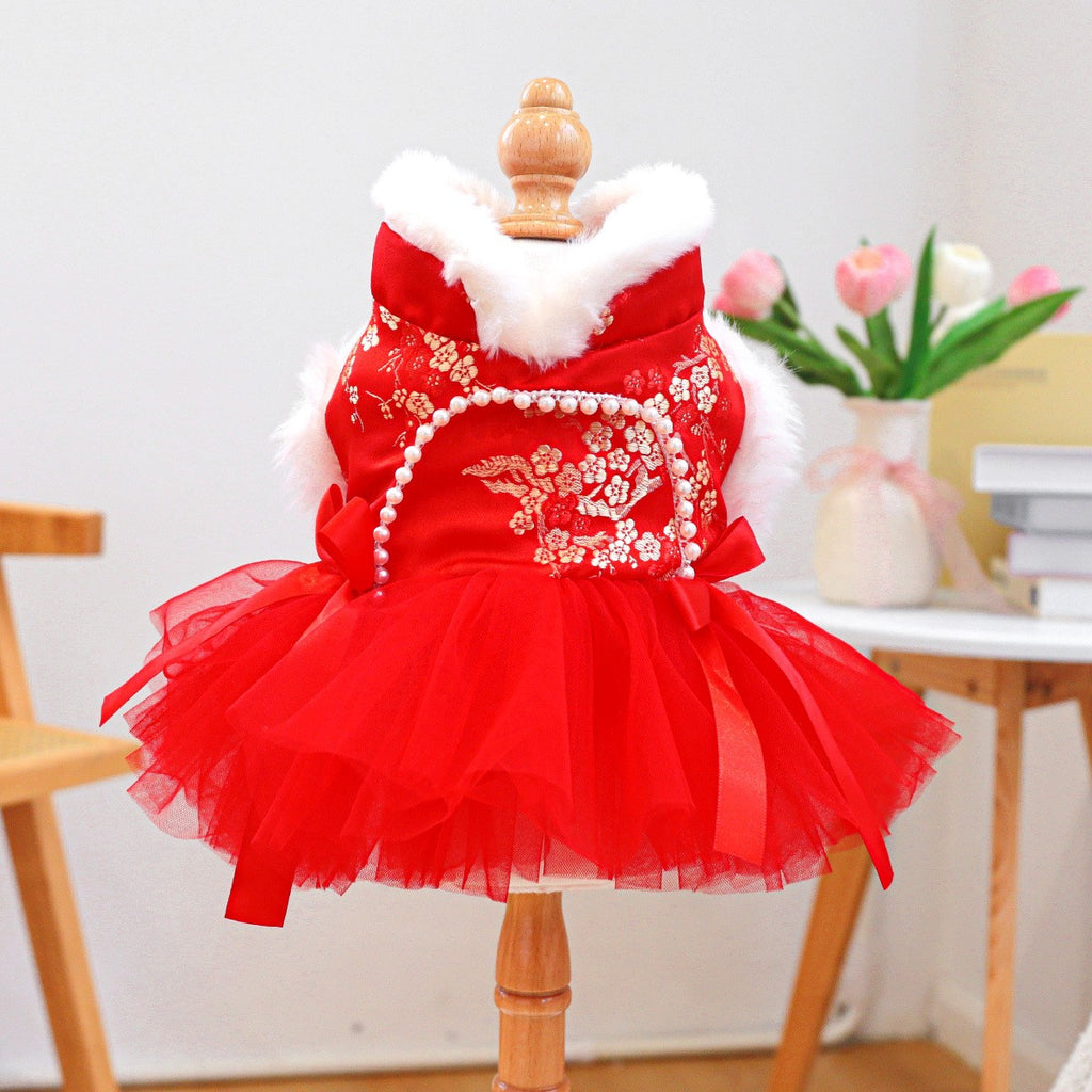Dog Cat Cute Red Celebration Dress_CWMM13014