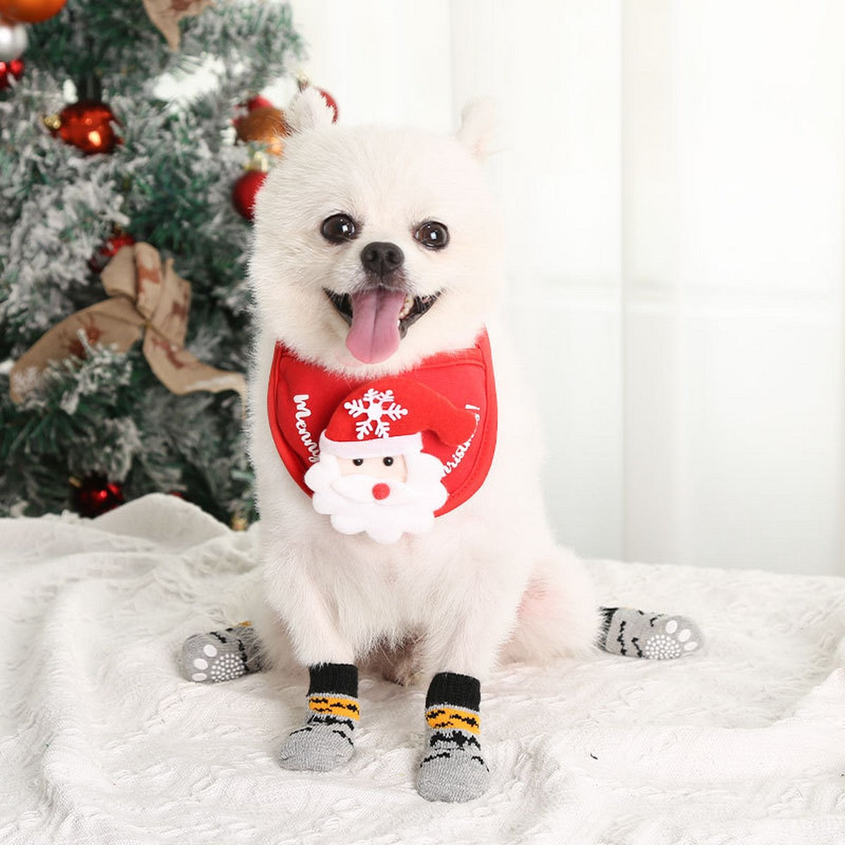 Christmas Pet Shoes – Warm Dog Cat Socks Set_CWMM11274