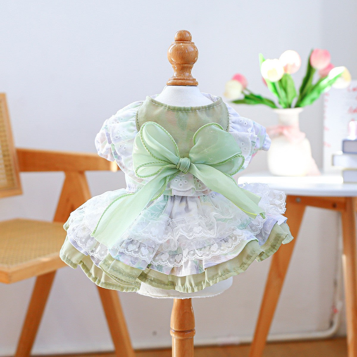 Small Pet Green Fantasy Tulle Dress_CWMM13115
