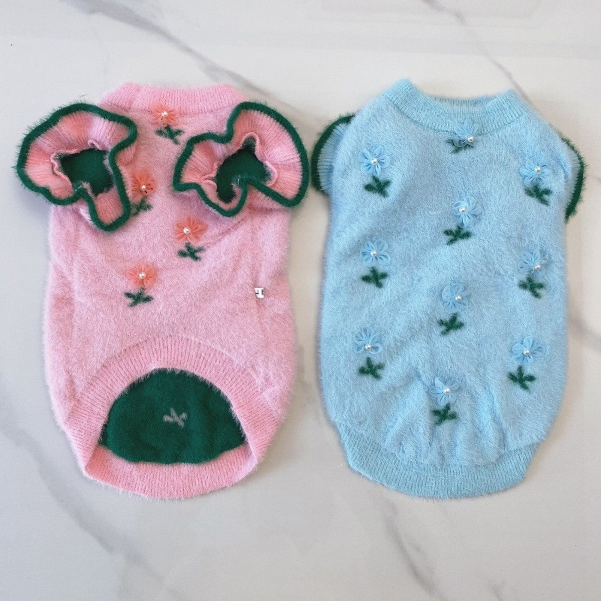 Flower Mink Knit Dog Cat Vest Sweater_CWMM12378