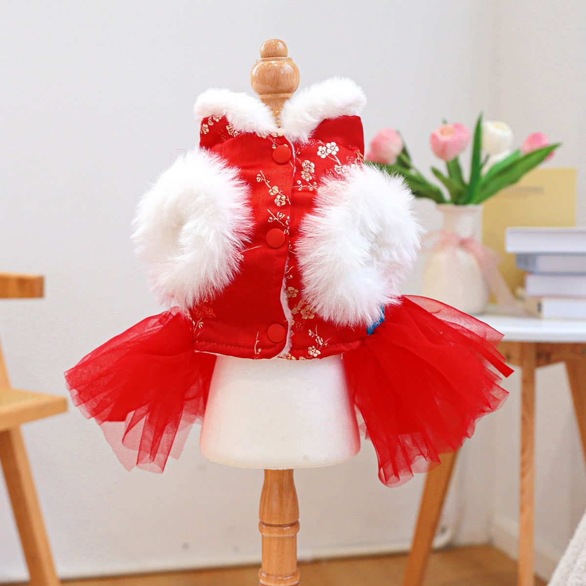 Dog Cat Cute Red Celebration Dress_CWMM13014