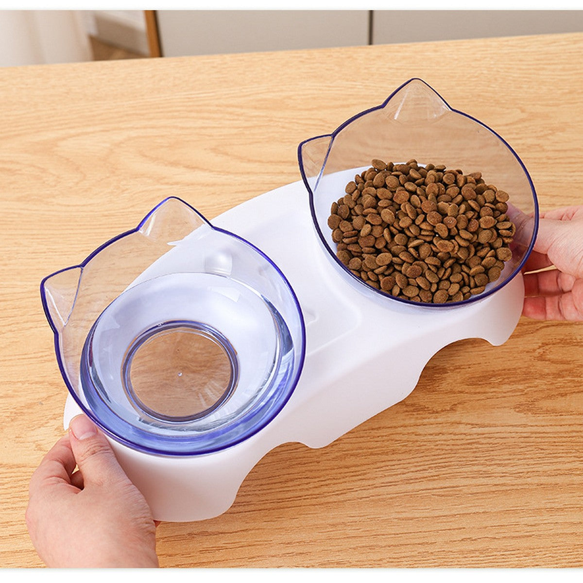 Elevated Plastic Cat and Dog Double Feeding Bowl_CWMM13011