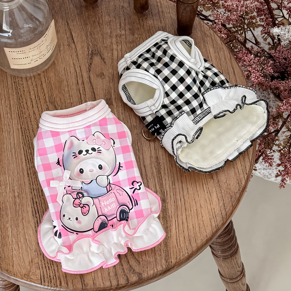 Small Dog Fleece Dress with Leash Ring_CWMM12204