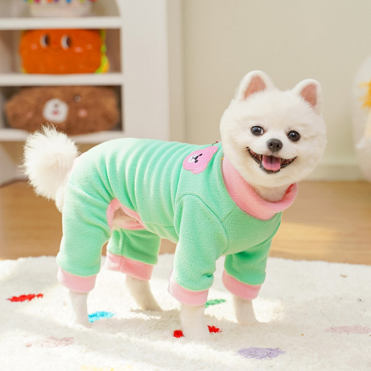 Colorblock Pet Jumpsuit with Leash Ring_CWMM11180