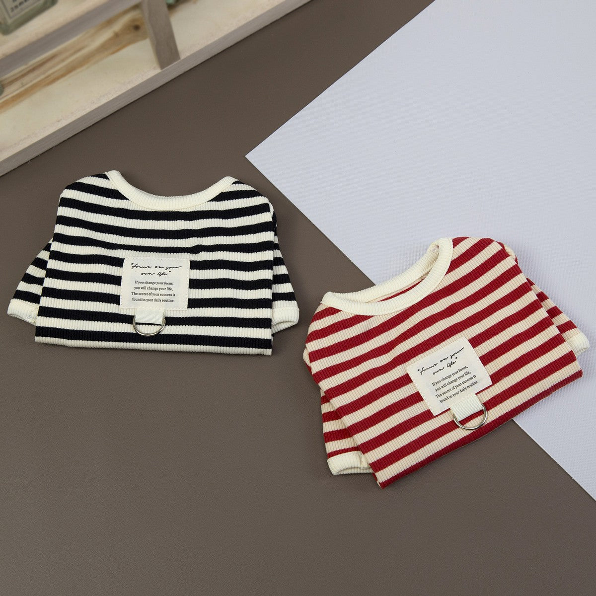 Striped Dog Cat T-Shirt Winter Small Dogs_CWMM12251
