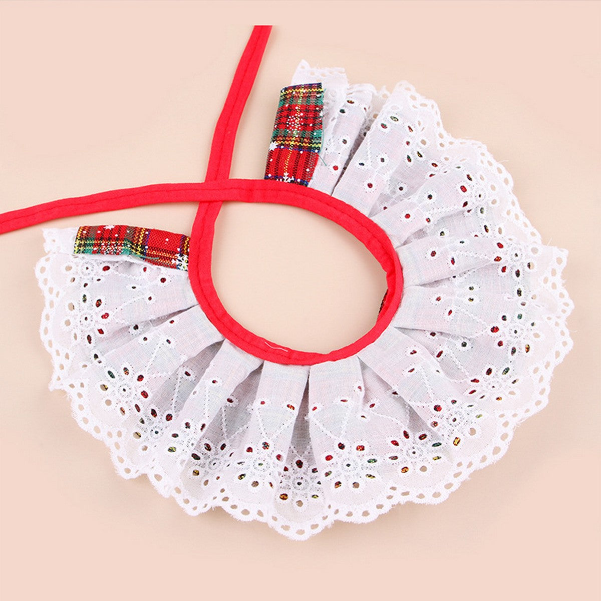Festive Pet Scarf Collar – Plaid Bell Neck Accessory_CWMM11338