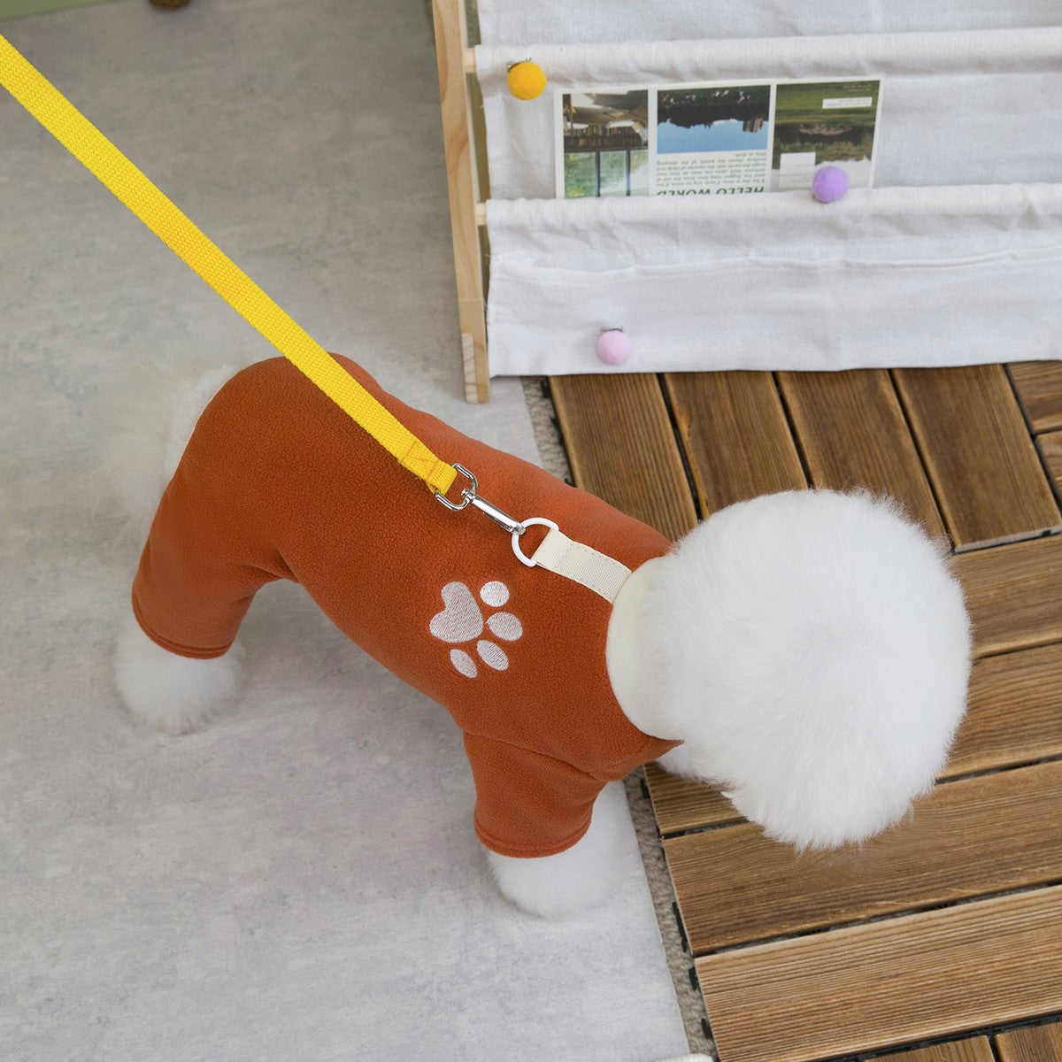 Teddy Bichon Dog Paw Fleece Jumpsuit_CWMM12228