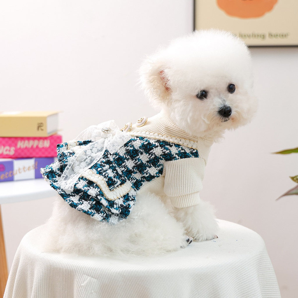 Dog Cat Elegant Blue Dress Royal Skirt_CWMM13039