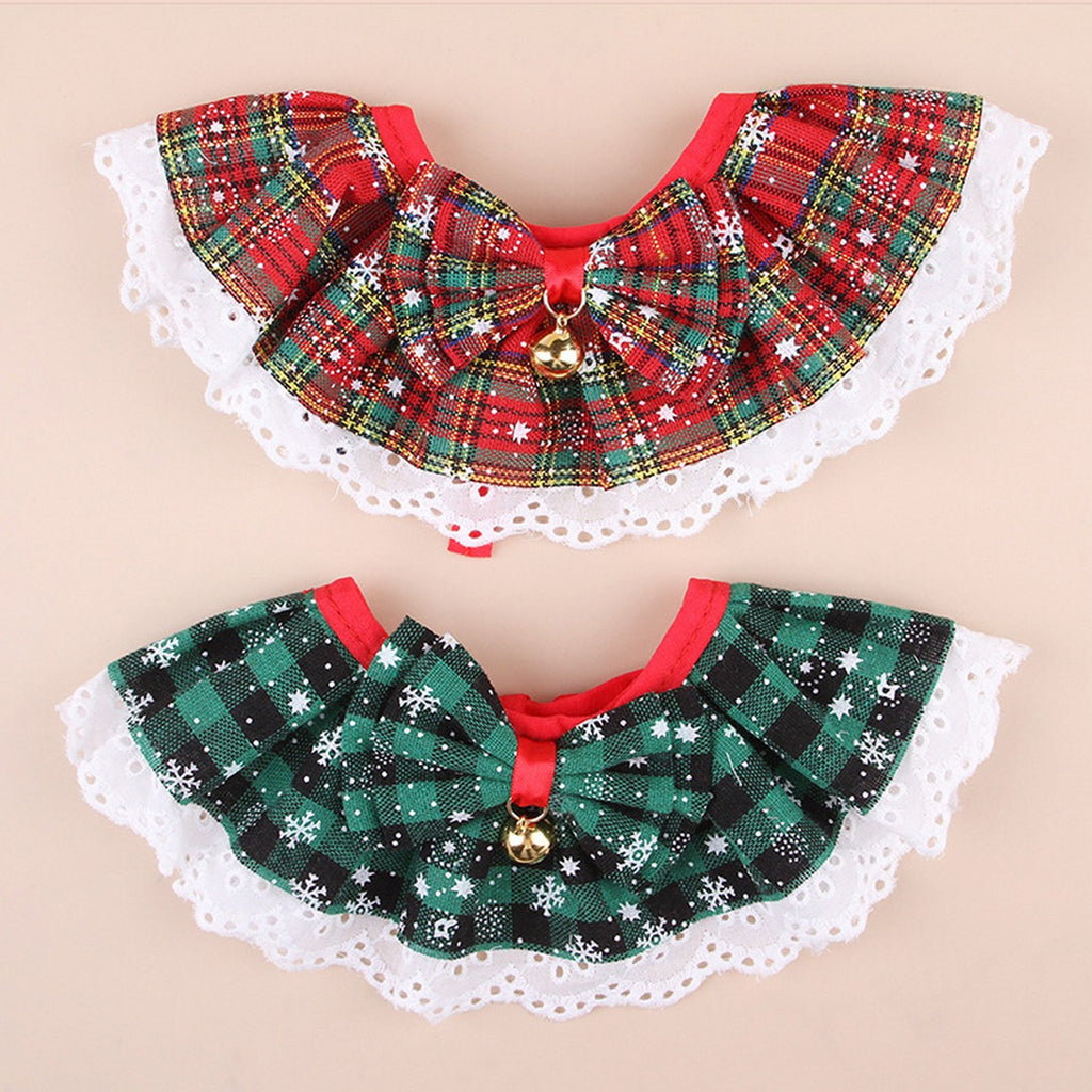 Festive Pet Scarf Collar – Plaid Bell Neck Accessory_CWMM11338