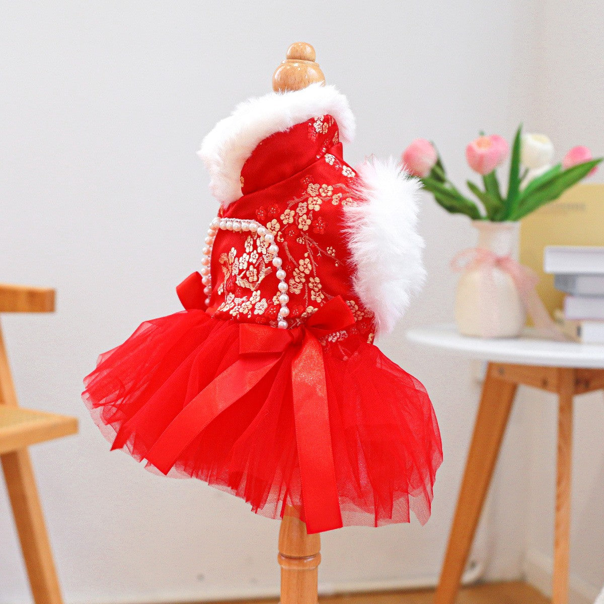 Dog Cat Cute Red Celebration Dress_CWMM13014
