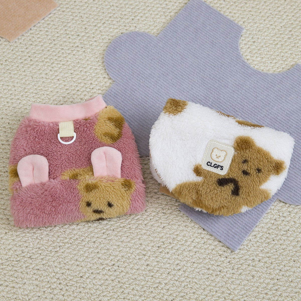 Cozy Fleece Dog Hoodie Teddy French Bulldog_CWMM12254