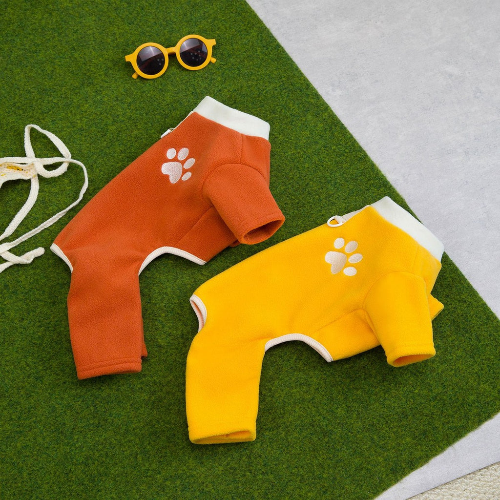 Teddy Bichon Dog Paw Fleece Jumpsuit_CWMM12228