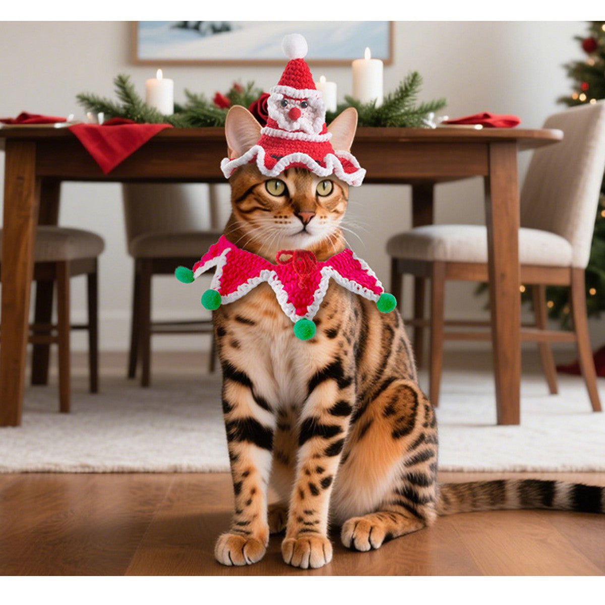 Cute Christmas Pet Set – Knit Hat & Scarf for Cats Dogs_CWMM11341