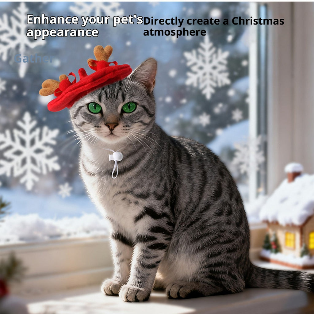 Pet Holiday Accessory – Christmas Reindeer Beret Hat_CWMM11344