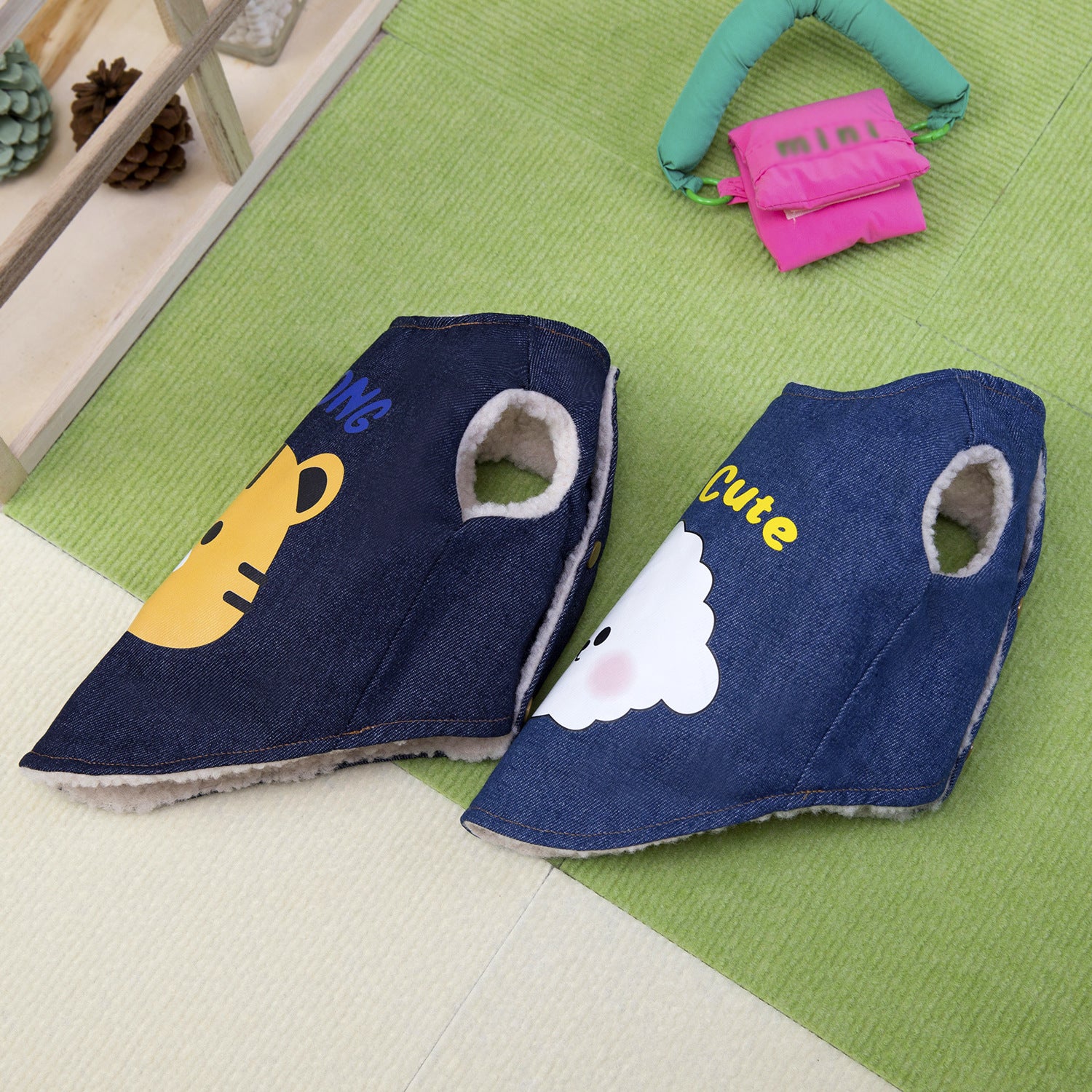 Cozy Denim Dog Vest with Cartoon Print_CWMM12206