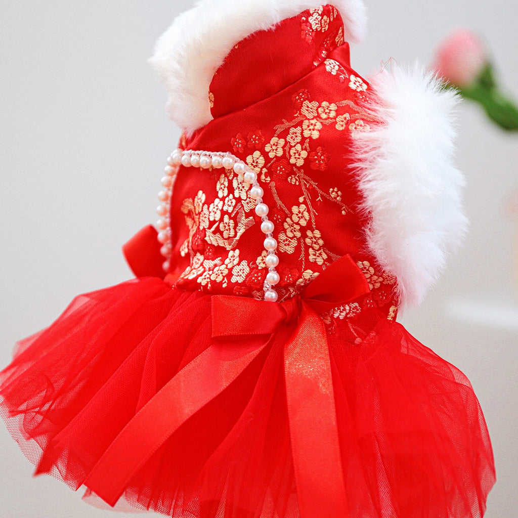 Dog Cat Cute Red Celebration Dress_CWMM13014